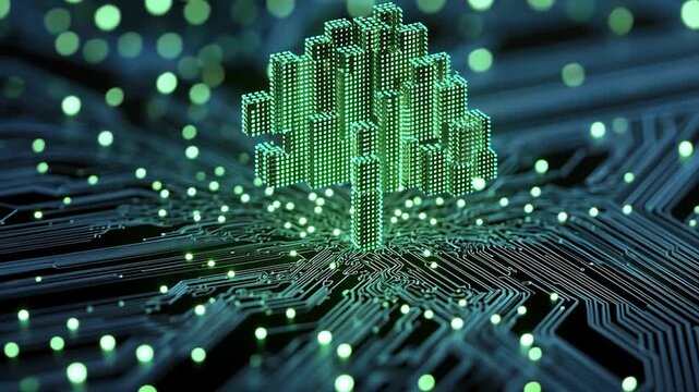 Digital tree of pixels on circuit board