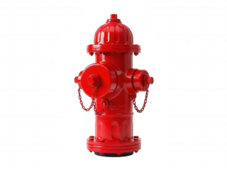 Bright Red Fire Hydrant Against Black Background emergency