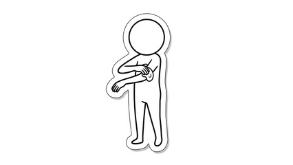 Simple Line Drawing of a Person Scratching an Itchy Arm.