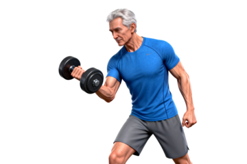 Senior Man Performing Dumbbell Bicep Curl Exercise