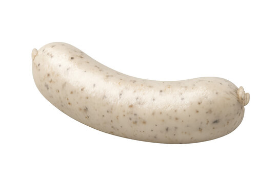 Weisswurst, traditional bavarian white sausage, uncooked veal and pork fresh bratwurst, german breakfast food, transparent background