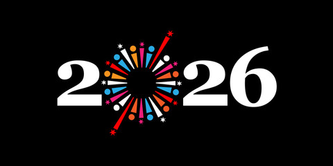 2026 Happy New Year logo design vector. colorful and trendy new year 2026 design template.