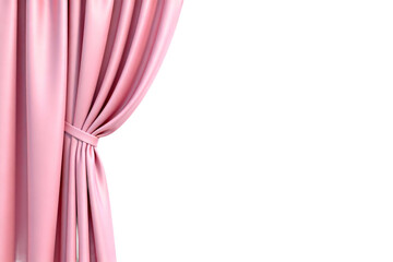 Pink Satin Curtain with Tie for Interior Decoration