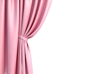 Pink Satin Curtain with Tie for Interior Decoration