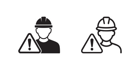 Construction safety profile icon collection, worker warning sign symbols vector illustration
