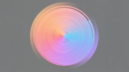 Aerial view of a vibrant, iridescent sphere with pastel colors against a neutral gray background