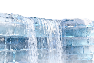 Ice waterfall with transparent blue ice structure