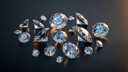 Shiny diamond placed on table luxury concept.