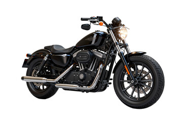 Fototapeta premium Black Cruiser Motorcycle with Chrome Exhaust