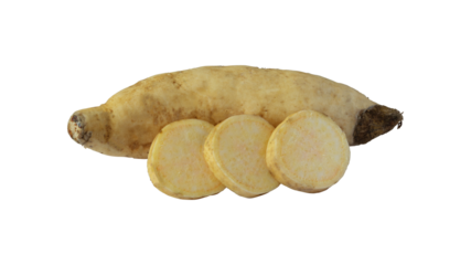 whole and slice sweet potato isolated