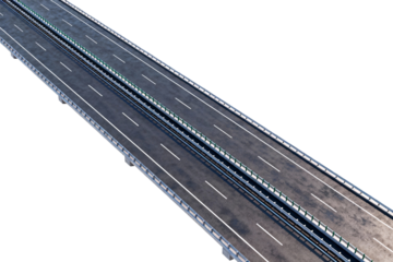 Aerial View of Multi - Lane Highway with Barriers