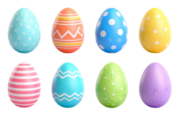 Colorful Decorated Easter Eggs Collection