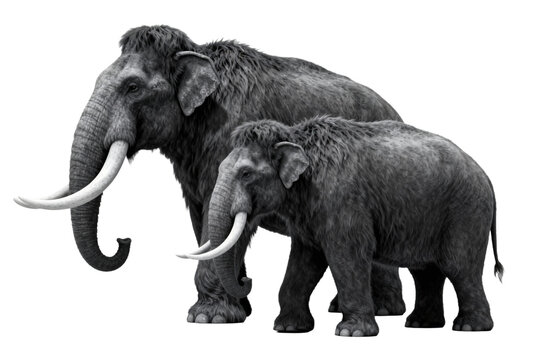 Mammuthus Primigenius: Woolly Mammoth Pair Illustration