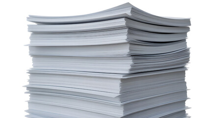 Large stack of white papers on black background