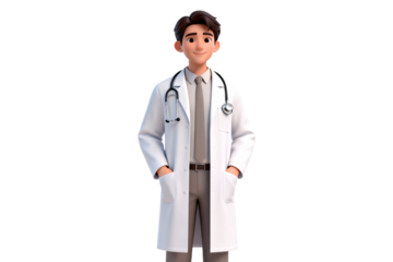 Male Doctor in White Coat with Stethoscope