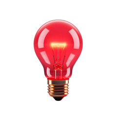 Vibrant red light bulb glowing brightly in darkness