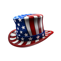 Vibrant American flag themed top hat with stars and stripes