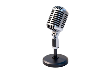 Vintage Silver Microphone with Black Base