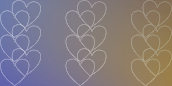Heart outlines in vertical rows on a gradient background.