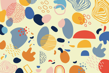 Boho Hand Drawn Abstract Background Vector