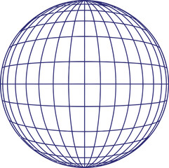 Wireframe Globe Vector Graphic Illustration - 3D Sphere with Grid Pattern for Global Concepts