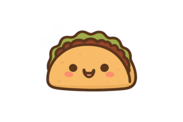 Cute smiling cartoon taco mascot character
