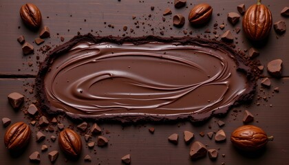 dark chocolate with natural cocoa texture, minimalist earth tone aesthetic