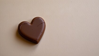 simple chocolate heart on neutral background, minimalist love theme