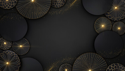 Minimalist luxury firefly composition with aesthetic chinese new year elements in a dark background
