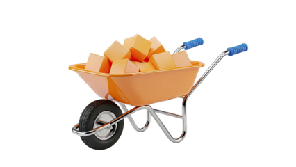 Orange Wheelbarrow Filled with Orange Cubes