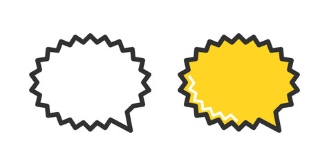 爆発吹き出し、ギザギザ吹き出しアイコンのイラスト。Explosion speech bubble, jagged speech bubble icon illustration.