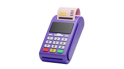 Purple Point of Sale Terminal with Receipt