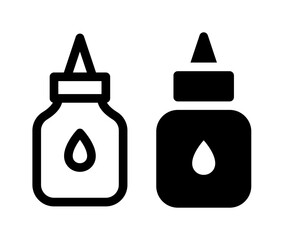 Glue bottle icons in outline and solid style