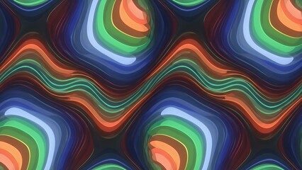 Vibrant Digital Waveform Pattern with Multicolored Layers and Swirling Shapes