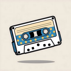 A vintage cassette tape with a blue and yellow polka dot design, evoking a sense of nostalgia for analog music