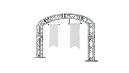 Arched Truss Structure with Blank Banners