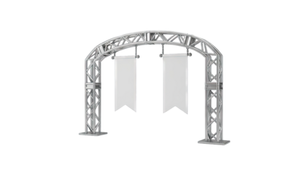 Arched Truss Structure with Blank Banners
