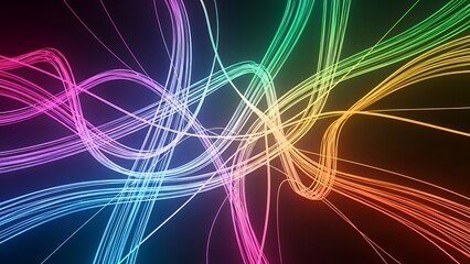 Vibrant neon lights swirling in abstract motion against a dark background, creating a mesmerizing display of color and energy