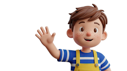 3D Cartoon Boy Waving Hello