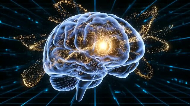 Visualize advanced intelligence: a glowing digital brain powers revolutionary AI drug discovery and groundbreaking scientific breakthroughs for the future of medicine.