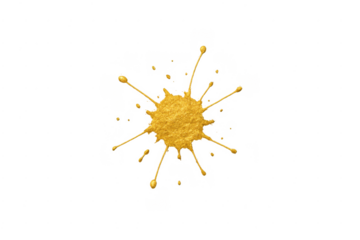 Gold paint splashing creating an abstract blot texture