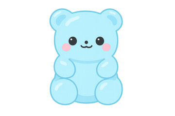 Blue gummy bear smiling cartoon icon on transparent background