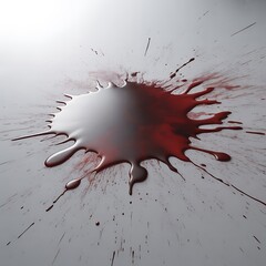 Dark red blood splatter with radiating streaks on white background