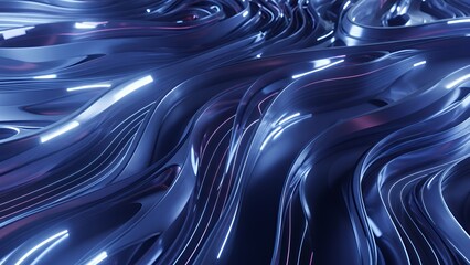 Abstract slow gradient waves flowing with vibrant blue and white highlights in a futuristic digital landscape