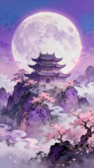 night landscape with moon