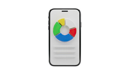 Smartphone displaying a colorful pie chart and data bars