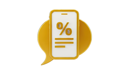 Smartphone with Percentage Symbol and Chat Bubble