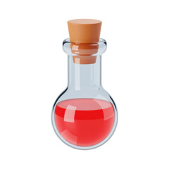 3D icon Red liquid in glass bottle isolated on transparent background