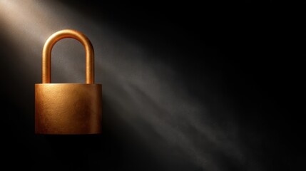 Fototapeta premium Golden padlock security lock golden padlock on black background symbolizing security privacy and protection high quality imagery