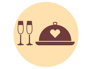 Wedding dinner icon. Wedding vector icon. Flat vector illustration.